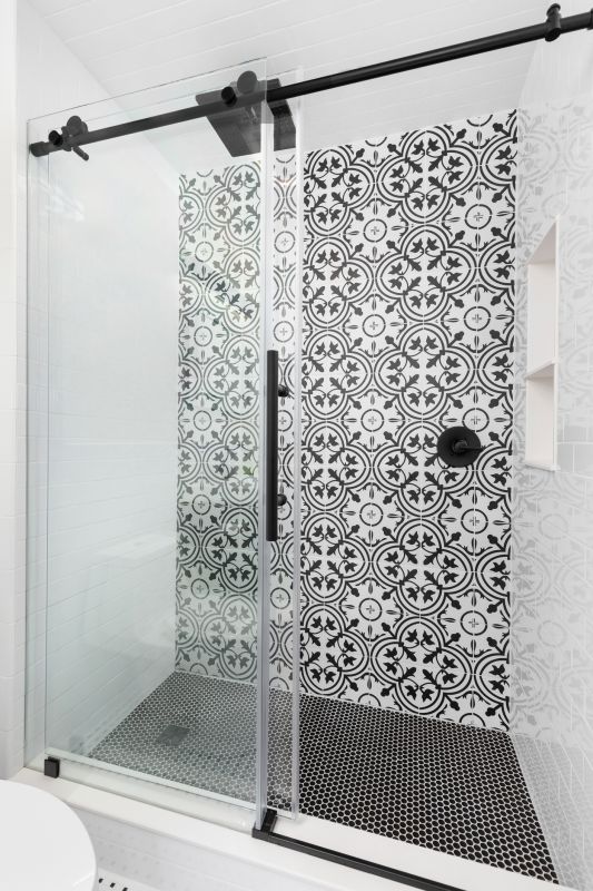 Sliding Shower Door in a Contemporary Bathroom